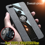 For VIVO X20 Plus Case Matte Cloth Glossy Cover For VIVO X20 Shockproof Phone Case with Magnetic Ring Holder