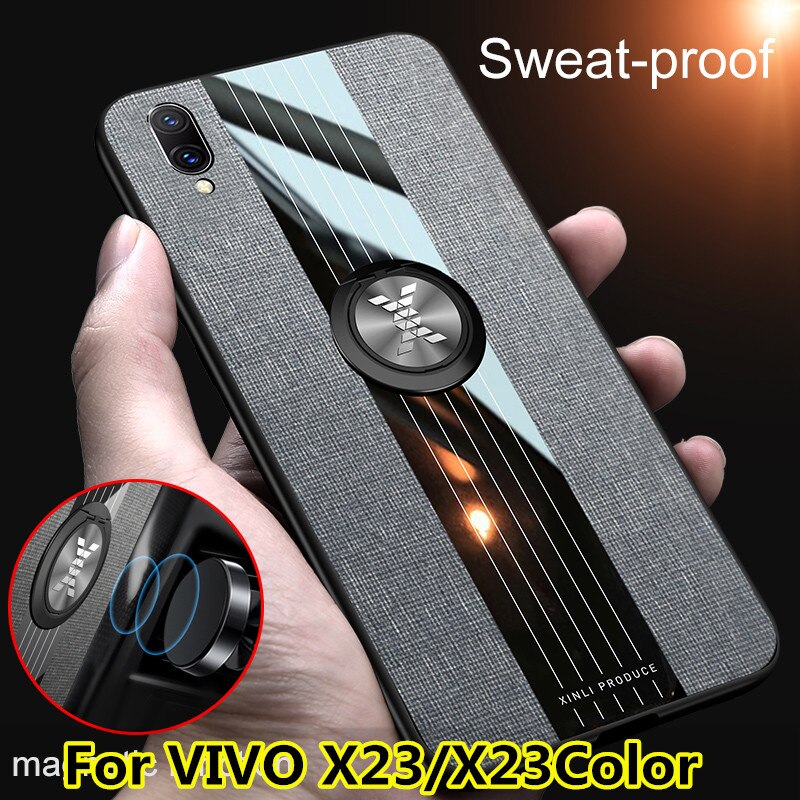 For VIVO X23 Case Matte Cloth Glossy Cover For VIVO X23Color V1809A Shockproof Phone Case with Magnetic Ring Holder