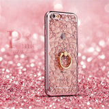 For iPhone 6 6S 7 plus Case Soft Case Luxury 3D Silicone Coque Glitter Rhinestone Plastic Cover For iPhone 7 Plus Stand Cover