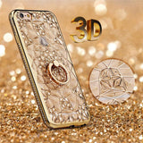 For iPhone 6 6S 7 plus Case Soft Case Luxury 3D Silicone Coque Glitter Rhinestone Plastic Cover For iPhone 7 Plus Stand Cover