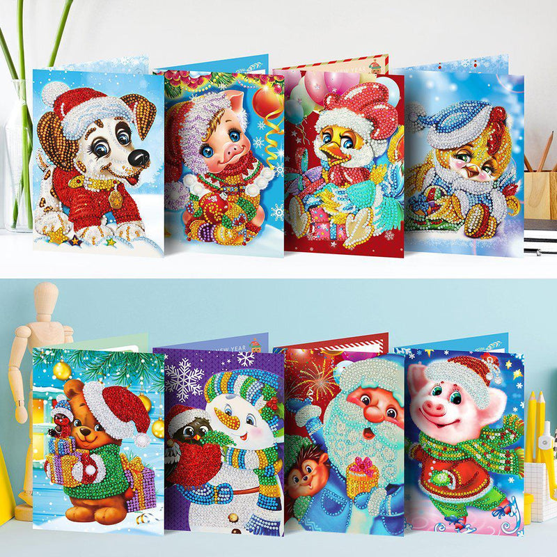 F&S Diamond Painting Store Christmas Cards Collection Animals 15x15cm 8 pcs
