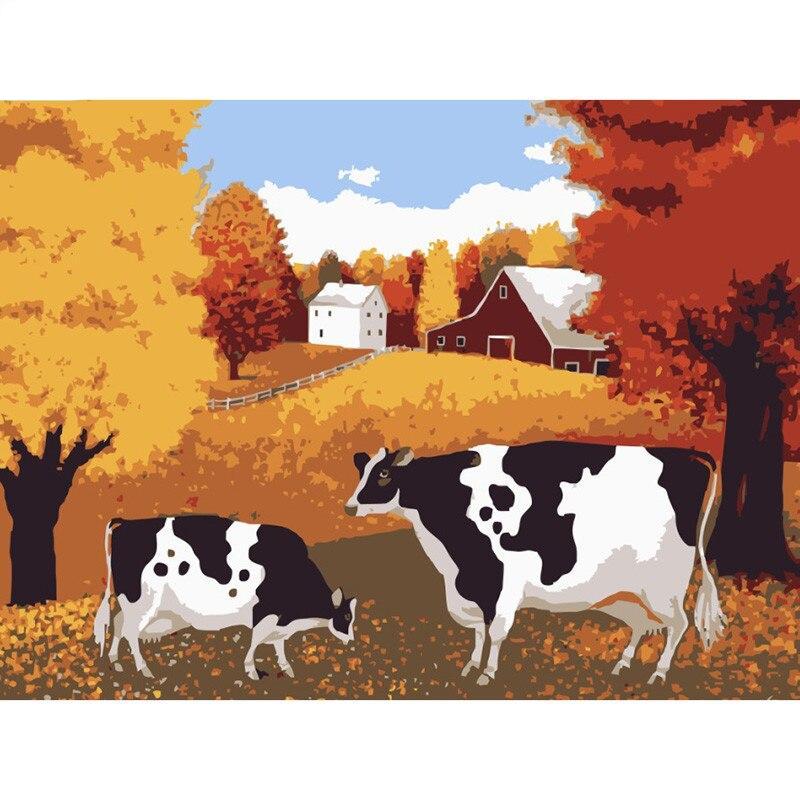 F&S Diamond Painting Store Two Cows Outside The House
