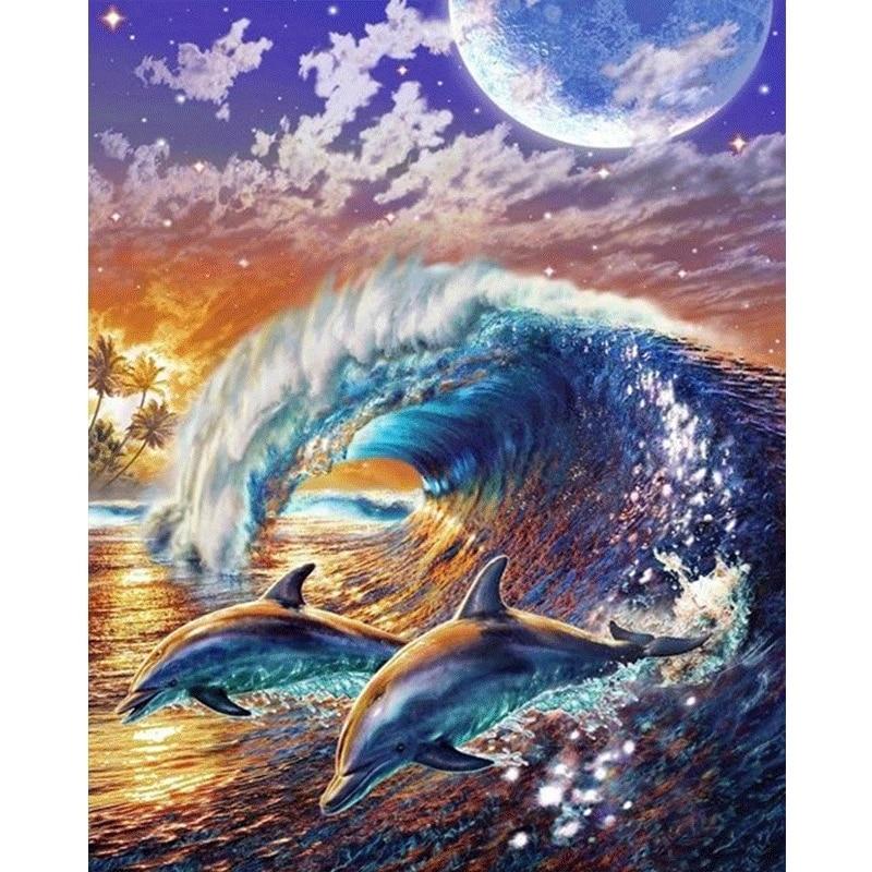 F&S Diamond Painting Store Dolphins in Waves
