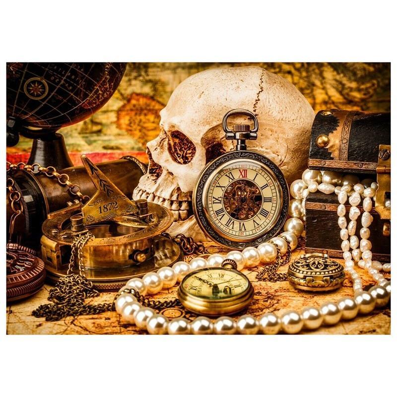 F&S Diamond Painting Store Clock with Skull