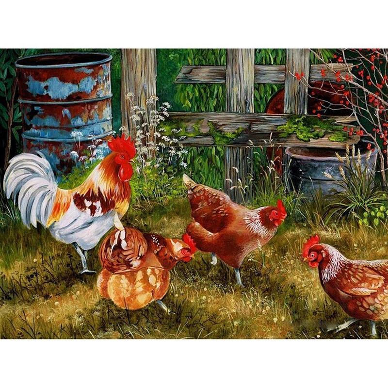 F&S Diamond Painting Store Chickens in the Garden