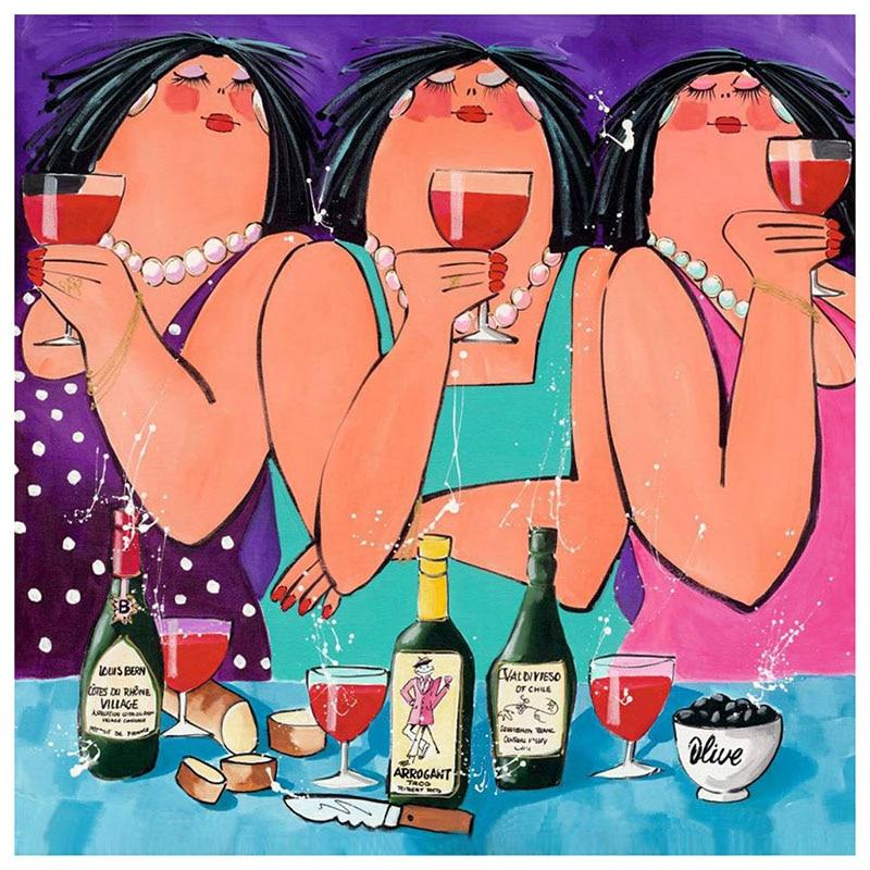 F&S Diamond Painting Store Three Fat Ladies And Wine