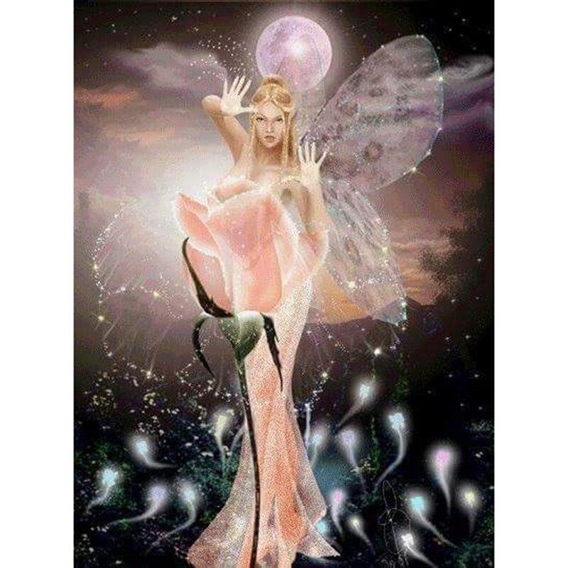 F&S Diamond Painting Store Pink Fairy in Moonlight