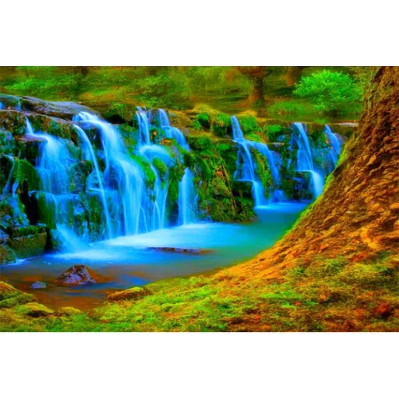 F&S Diamond Painting Store Forest Blue Waterfall