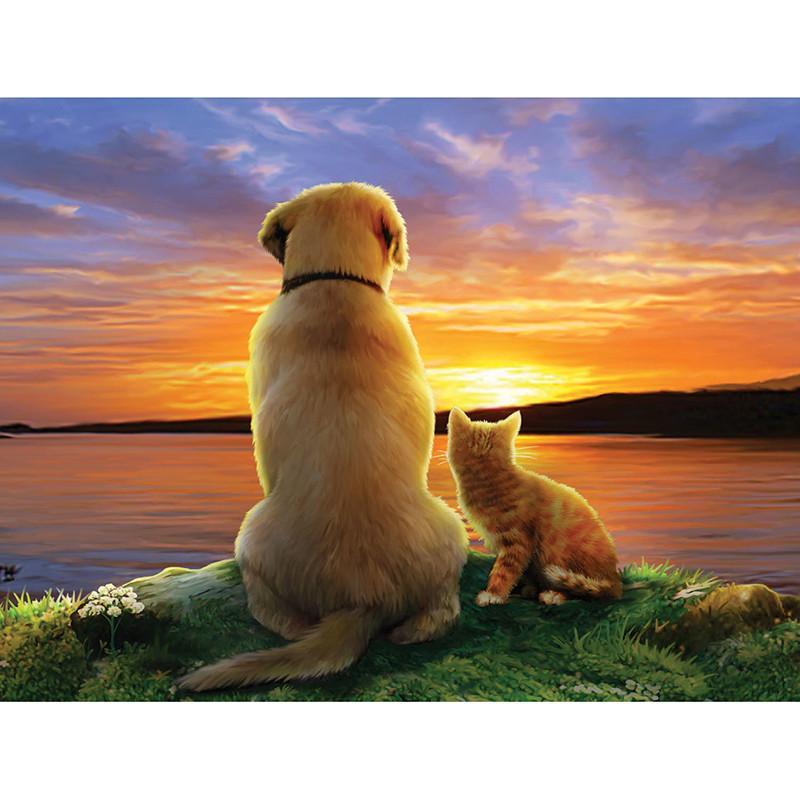 F&S Diamond Painting Store Dog And Cat In The Sunset
