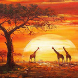 F&S Diamond Painting Store Three Giraffes And Sunset