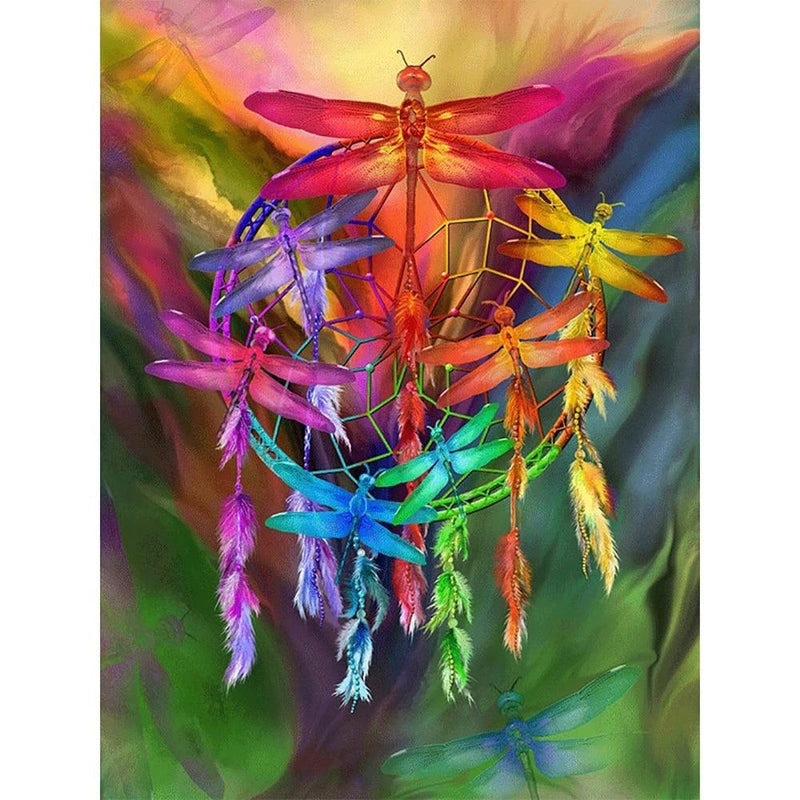 F&S Diamond Painting Store Colored Dragonfly In The Circle