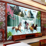 F&S Diamond Painting Store Horses Galloping in a Waterfall