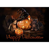 F&S Diamond Painting Store Smiling Halloween Cat And Pumpkin