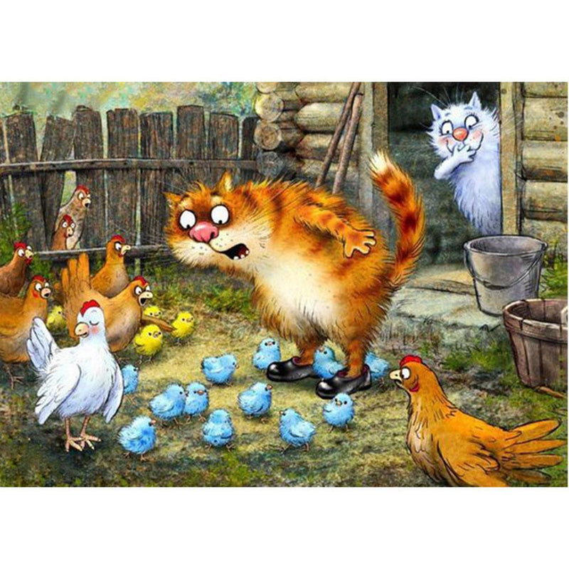 F&S Diamond Painting Store Cartoon Cat and Chicken