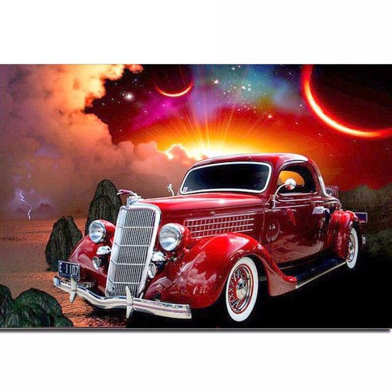 F&S Diamond Painting Store Red Old Car in the Night