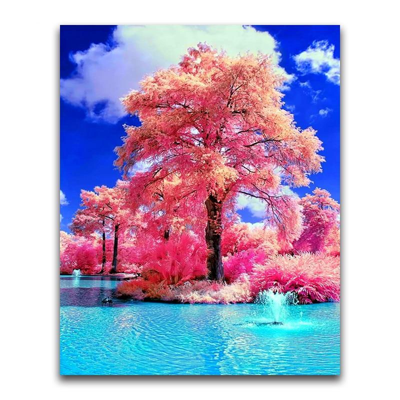 F&S Diamond Painting Store Cherry Blossoms Tree River