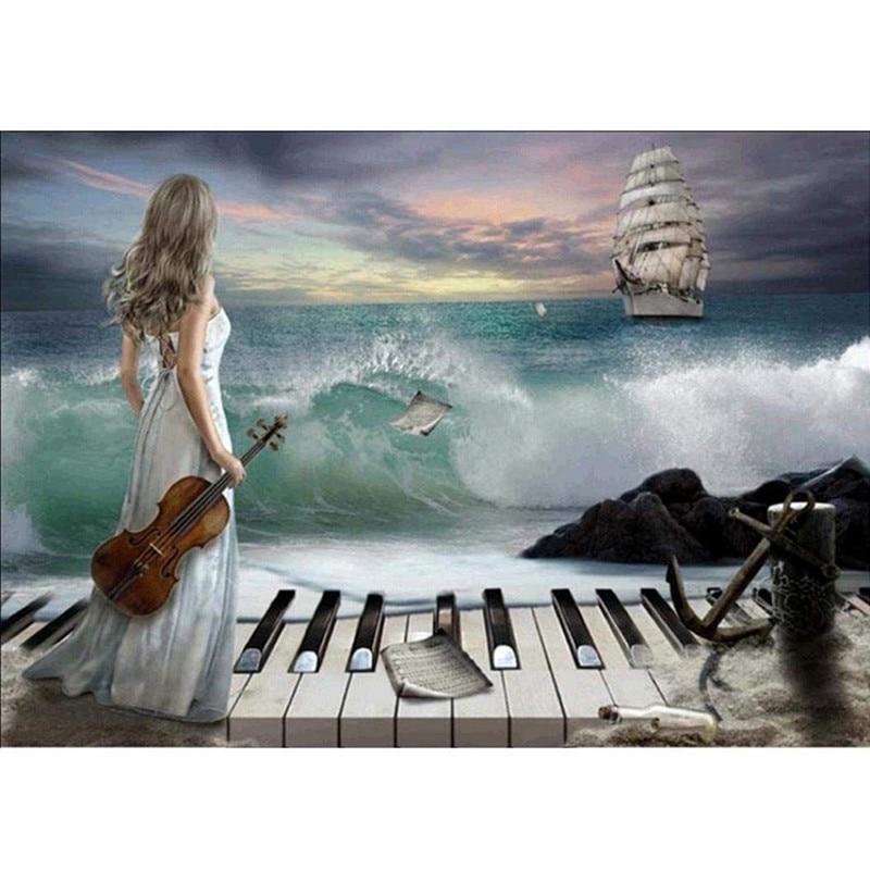 F&S Diamond Painting Store Music Girl At The Sea
