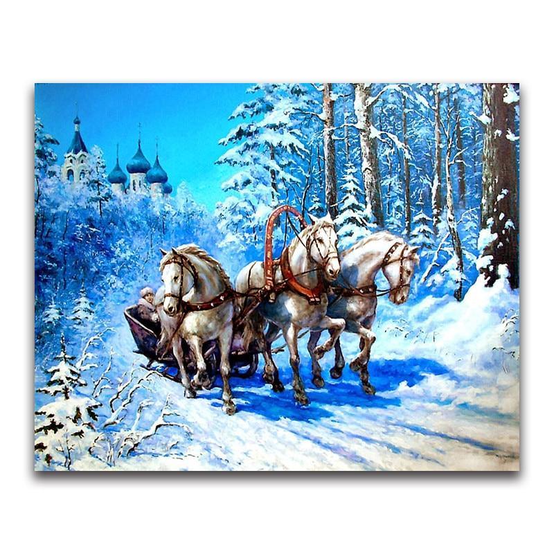 F&S Diamond Painting Store Three Horses In The Snow