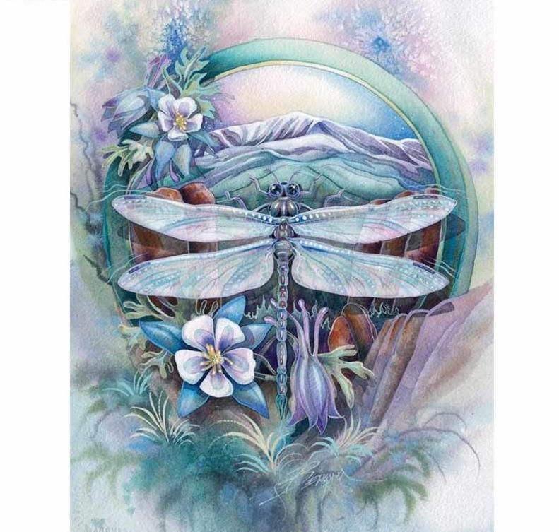 F&S Diamond Painting Store Dragonfly In The Flowers