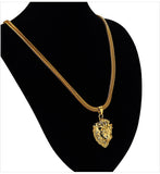 Mens Gold Lion Head Pendant Charm 29.5inch Franco Chain Hip Hop Golden Lion Pendant Necklace Men Women Elegant Gift Box