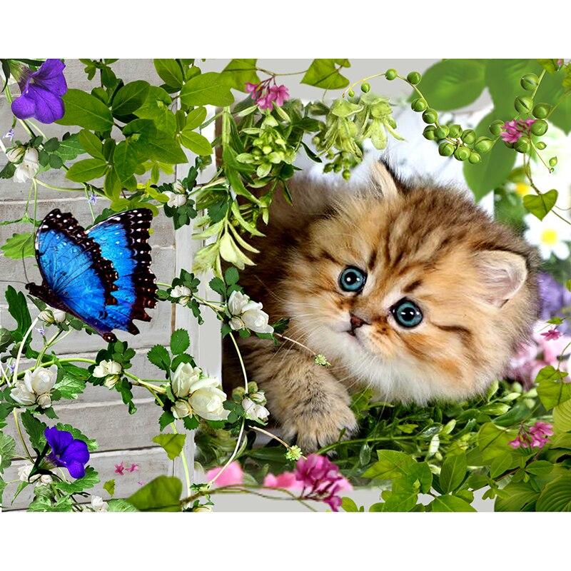 F&S Diamond Painting Store Cat and Butterfly in Nature