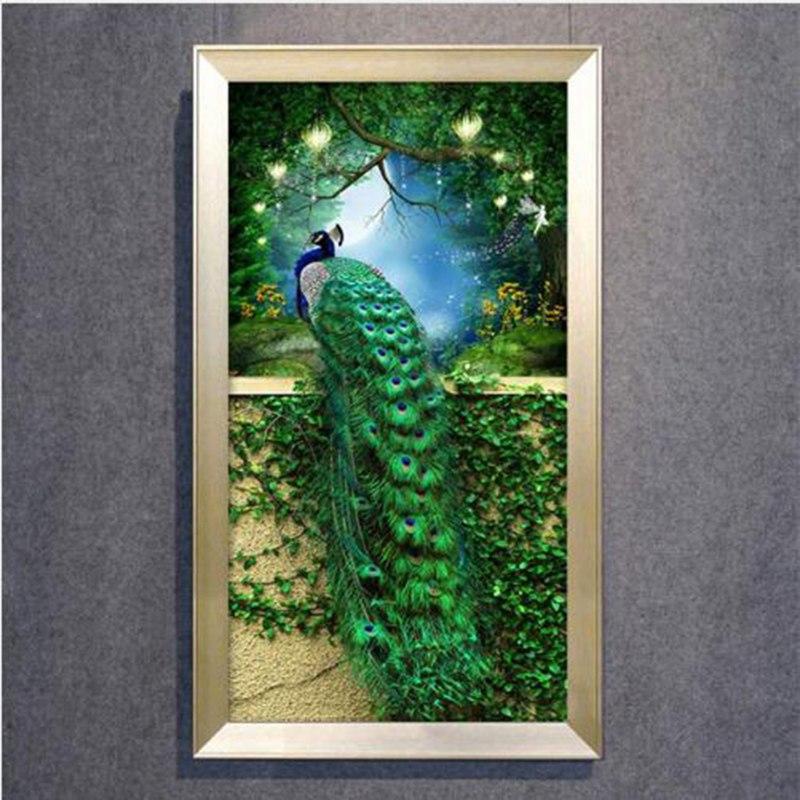 F&S Diamond Painting Store Beautiful Peacock in Mystical Forest