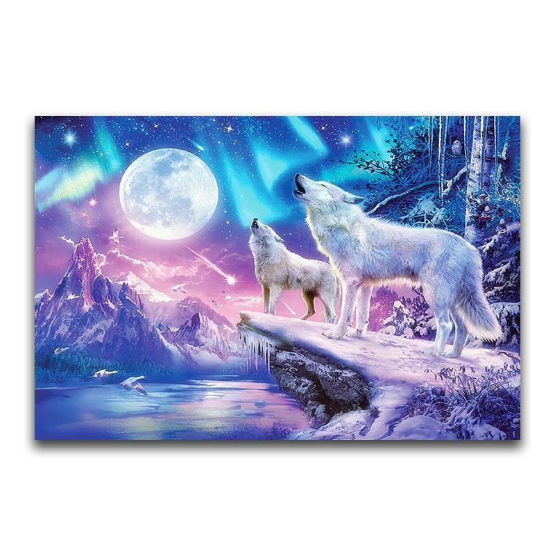 F&S Diamond Painting Store Twin Wolf And Moon