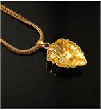 Mens Gold Lion Head Pendant Charm 29.5inch Franco Chain Hip Hop Golden Lion Pendant Necklace Men Women Elegant Gift Box