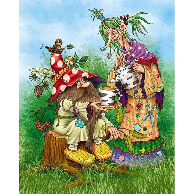 F&S Diamond Painting Store Gnomes Drink Tea