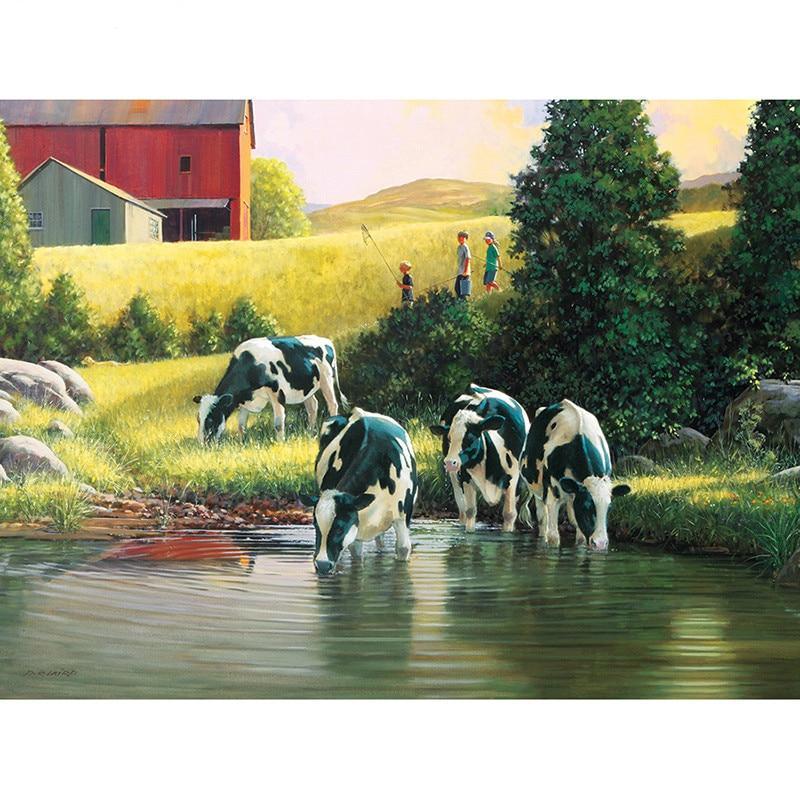 F&S Diamond Painting Store Drinking cows