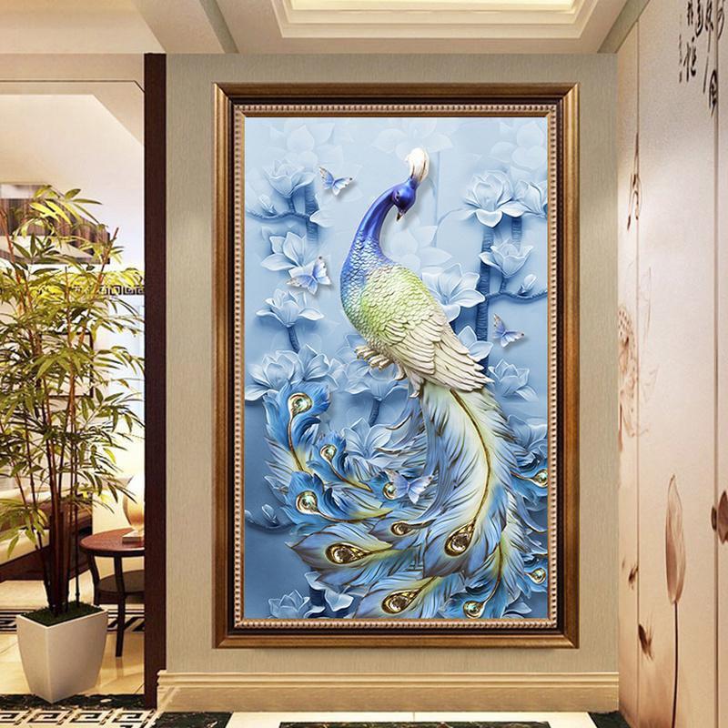 F&S Diamond Painting Store Blue Flower And Peacock