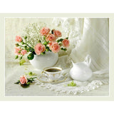 F&S Diamond Painting Store Pink Flowers And Coffee