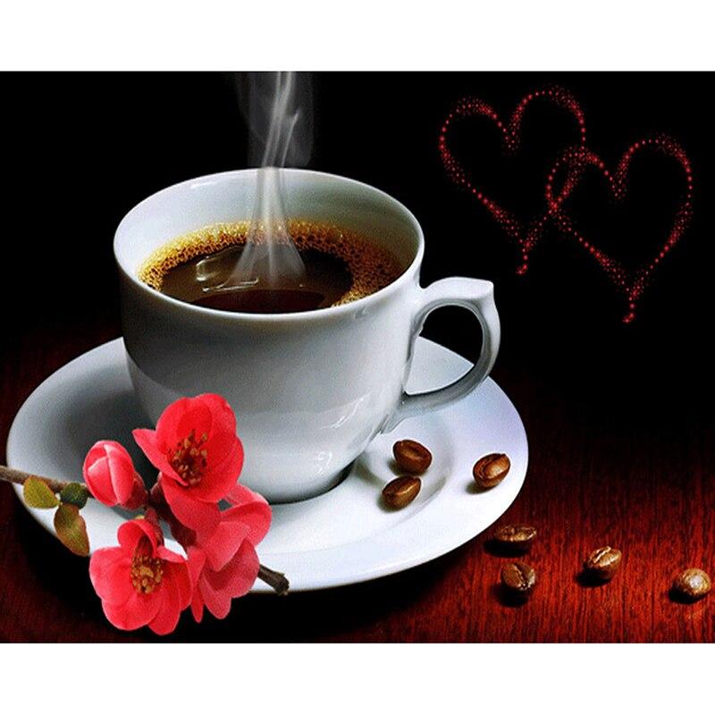 F&S Diamond Painting Store Coffee Cup With Red Flowers