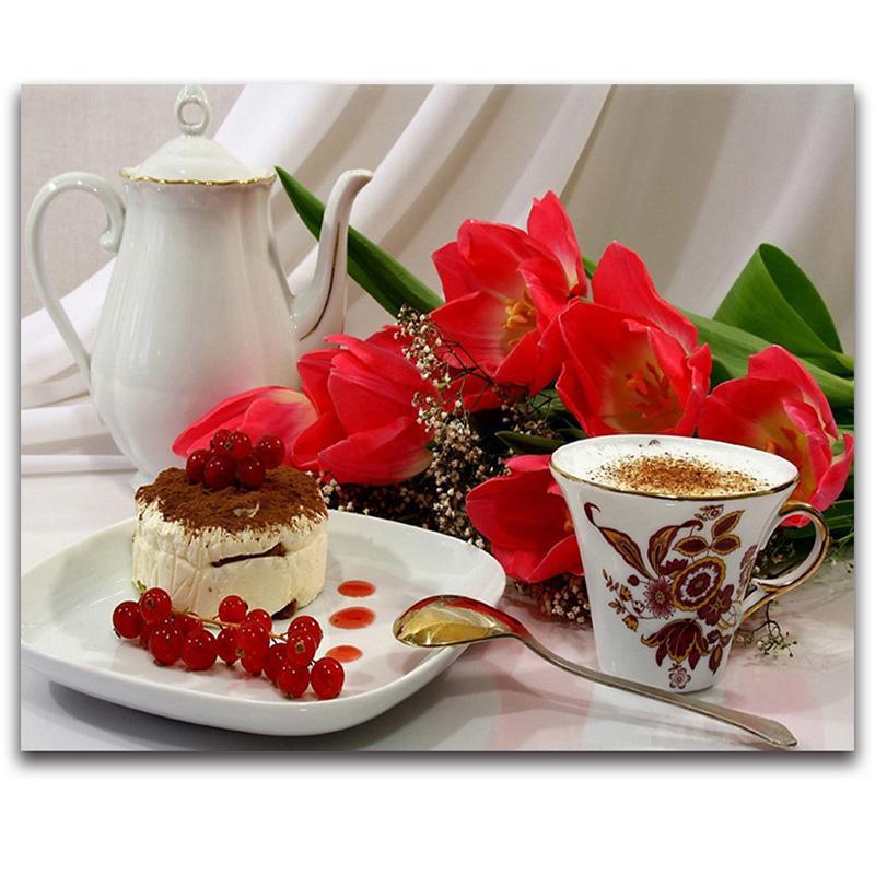 F&S Diamond Painting Store Floral Cake And Coffee