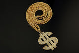 Ice Out Men Jewelry Big Dollar Pendant Necklace Gold Cuban Chain for Men Hip Hop Jewelry Long Necklace 80cm with Gift Box