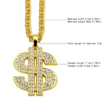 Ice Out Men Jewelry Big Dollar Pendant Necklace Gold Cuban Chain for Men Hip Hop Jewelry Long Necklace 80cm with Gift Box