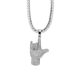 High Quality Zircon Hip Hop CZ Simulated Tennis Bling Praying Buddha Hands Pendant Prayer Jesus Chains Round Rhinestones 60cm
