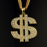 Ice Out Men Jewelry Big Dollar Pendant Necklace Gold Cuban Chain for Men Hip Hop Jewelry Long Necklace 80cm with Gift Box