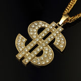 Ice Out Men Jewelry Big Dollar Pendant Necklace Gold Cuban Chain for Men Hip Hop Jewelry Long Necklace 80cm with Gift Box