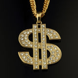 Ice Out Men Jewelry Big Dollar Pendant Necklace Gold Cuban Chain for Men Hip Hop Jewelry Long Necklace 80cm with Gift Box
