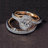 2 Pcs/Set Fashion Rose Gold Egg-Shape Ring Creative Rings Sets For Engagement Wedding Jewelry Rings