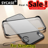 KoisAcase Frameless clear Matte Hard Phone Case For Samsung S8 S9 S10 Plus Lite Note 8 9 10 A50 A60 A70 A80 With Finger Ring