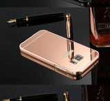 Luxury Case For Samsung Galaxy S6 S6 Edge S7 S7 Edge Mirror Cases Aluminum Metal Frame + Mirror Acrylic Back Cover Case applied