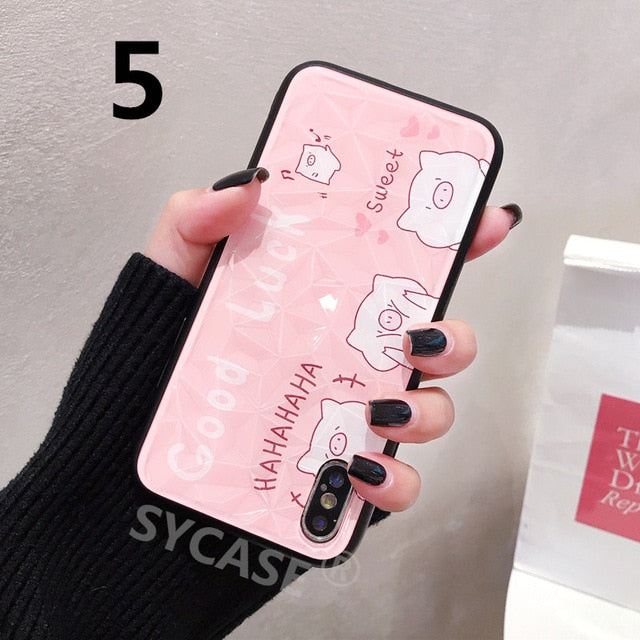 Luxury Stereoscopic Rhombus Shape Love Wave point Shell For Xiaomi 6x 8se Mi 9 8 Lite Mi play Note 7 Case Anti-knock Cover Women