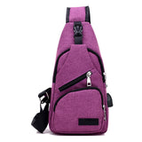 Anti Theft Canvas Backpack USB Rechargeable Chest Bag