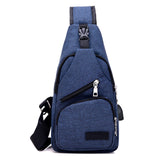 Anti Theft Canvas Backpack USB Rechargeable Chest Bag