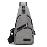Anti Theft Canvas Backpack USB Rechargeable Chest Bag