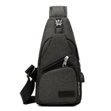 Anti Theft Canvas Backpack USB Rechargeable Chest Bag
