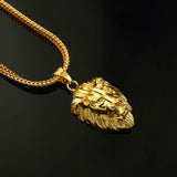 Mens Gold Lion Head Pendant Charm 29.5inch Franco Chain Hip Hop Golden Lion Pendant Necklace Men Women Elegant Gift Box