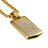Men's Jewelry Smooth Card Pendant With Rhinestone High Quality Fashion Hip Hop Men Dog Tag Charm Necklace For Gift